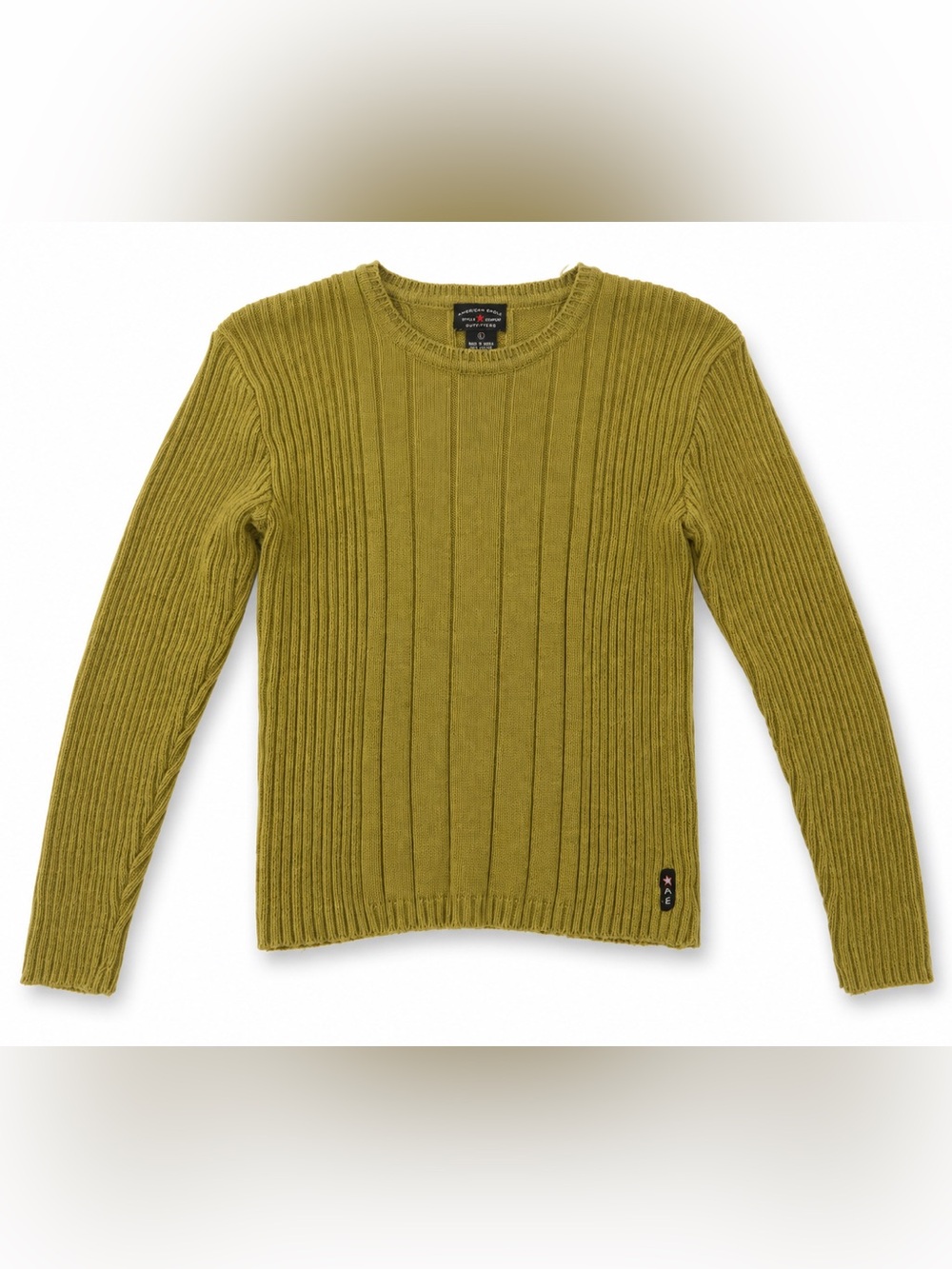 Vintage American Eagle Olive Green Ribbed Cotton Sweater Large